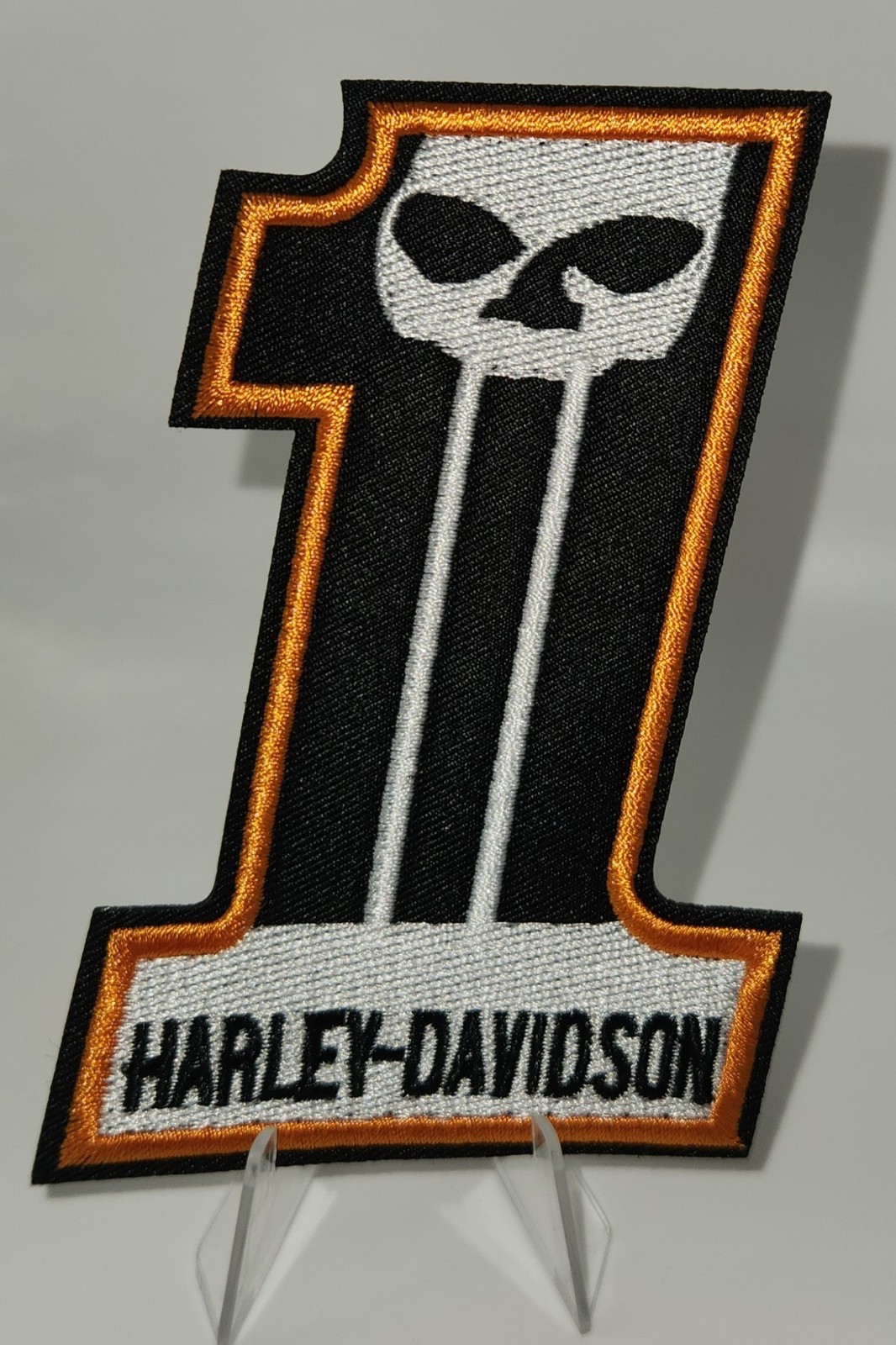 Harley Davidson iron-on Patch Or Sew On Embroidered Number 1 Skull 4" New