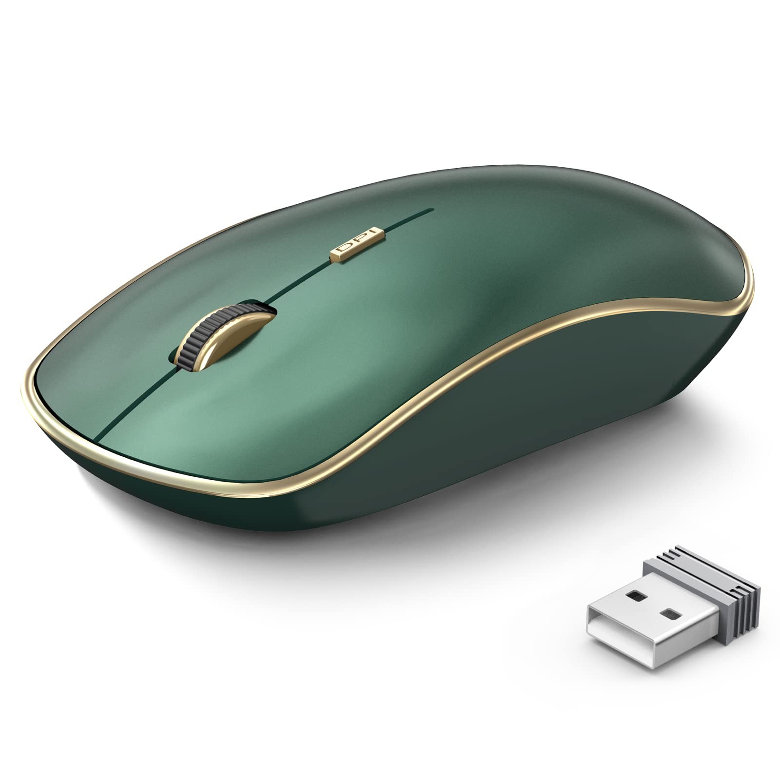 JOYACCESS 2.4G Slim Wireless Silent Mouse, Portable 5.5*3.5*1.6 in, Green