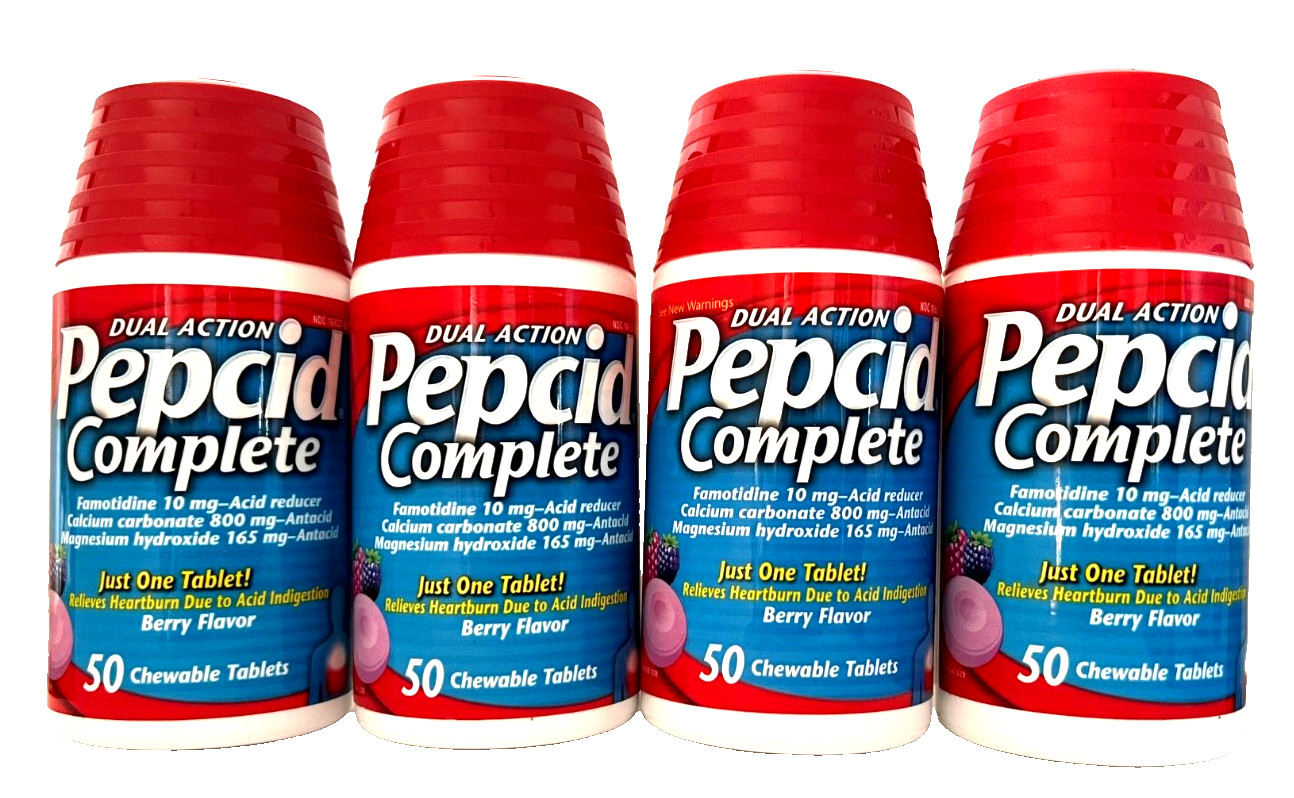 PEPCID COMPLETE 4 X 50 (200) *BERRY FLAVOR* CHEWABLE TABLETS EXP 01/28 +