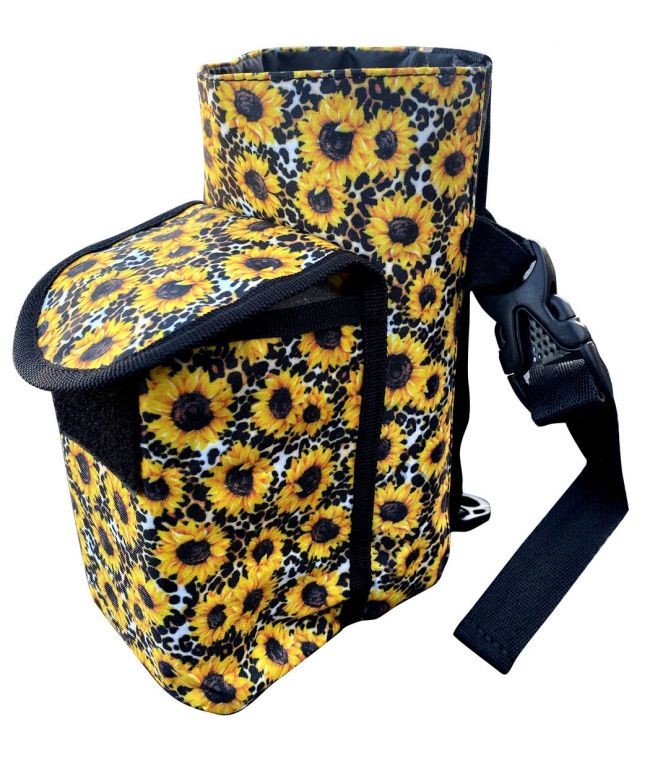 Showman Insulated Nylon Sunflower & Cheetah Print Bottle Carrier w/ Pocket