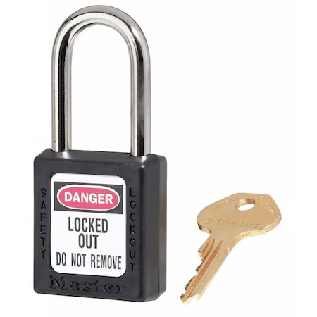 Master Lock 410Kas6blk Lockout Padlock, Keyed Alike, Thermoplastic, Black, 1