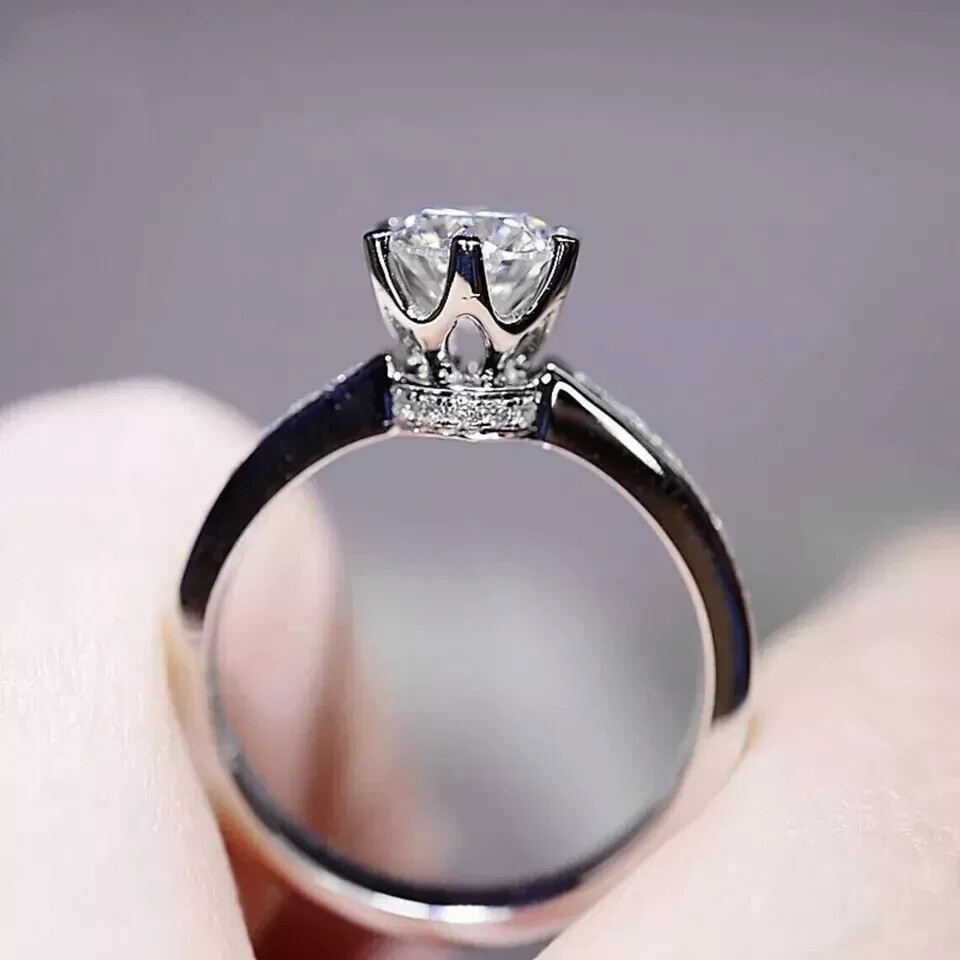 2.20 Ctw Round VVS1 Moissanite Hidden Halo Engagement Ring 14K White Gold Plated