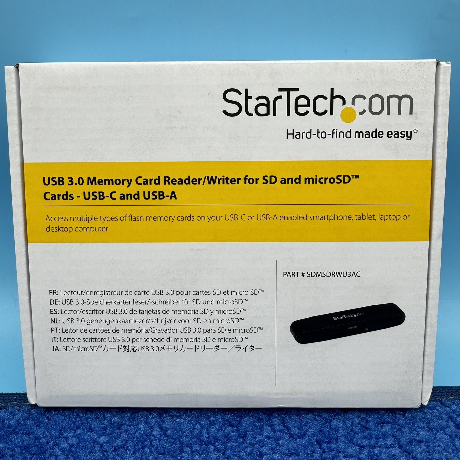 StarTech USB 3.0 Memory Card Reader for SD and microSD Cards USB-C and USB-A