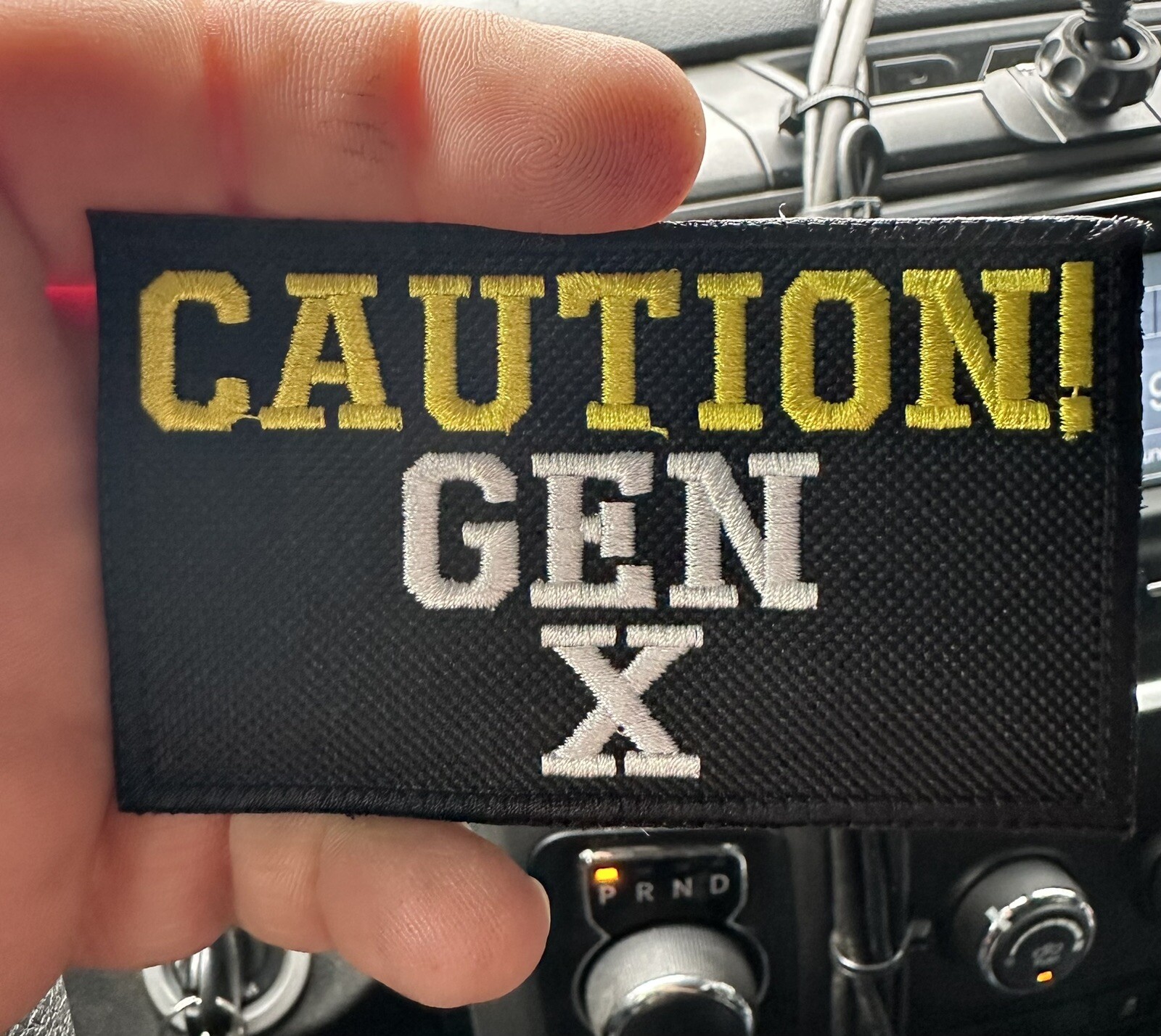 CAUTION GEN X Moral Patch hook and loop backing