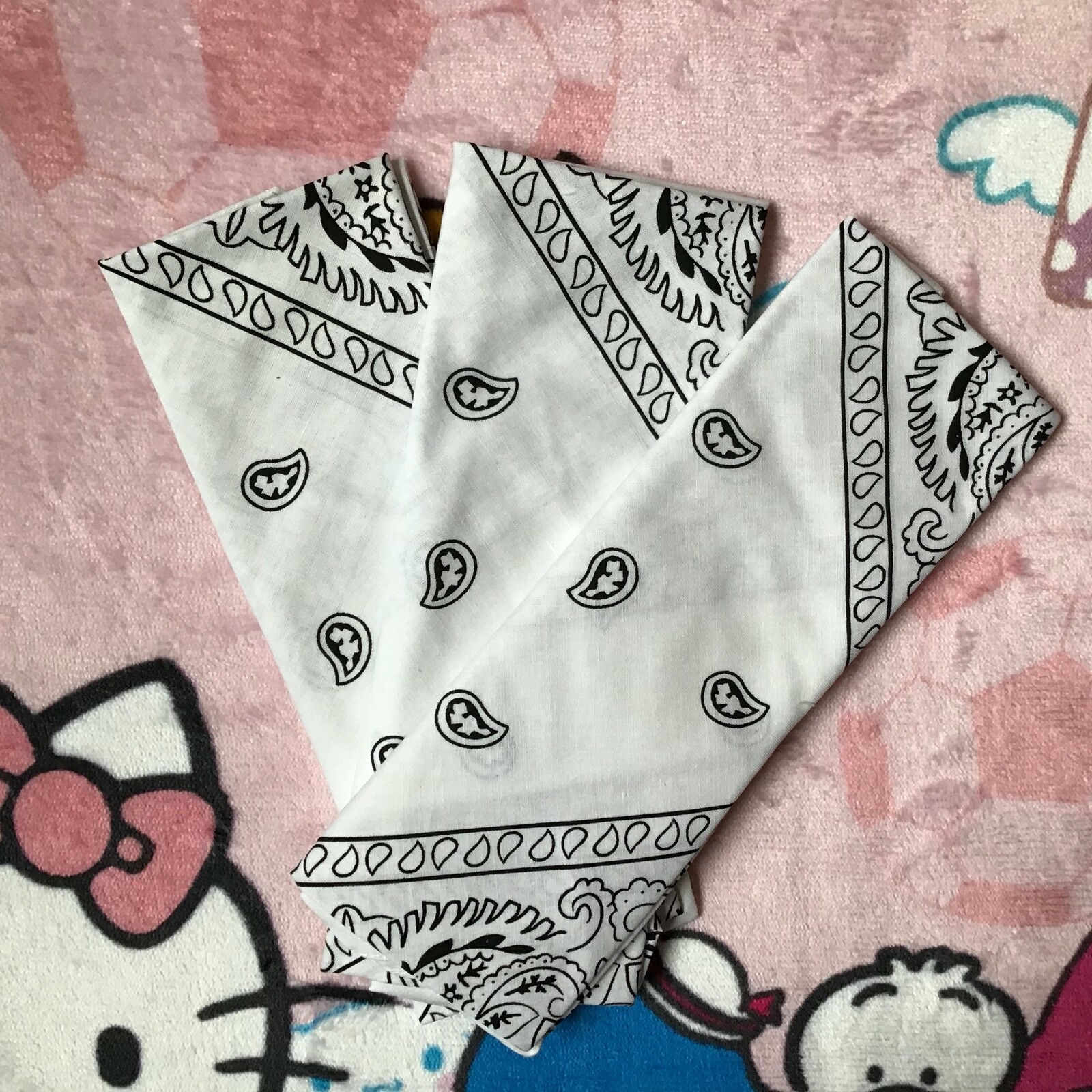 3 NEW Unisex Paisley Bandana Head Wrap Scarf Neck Headband 100% Cotton White