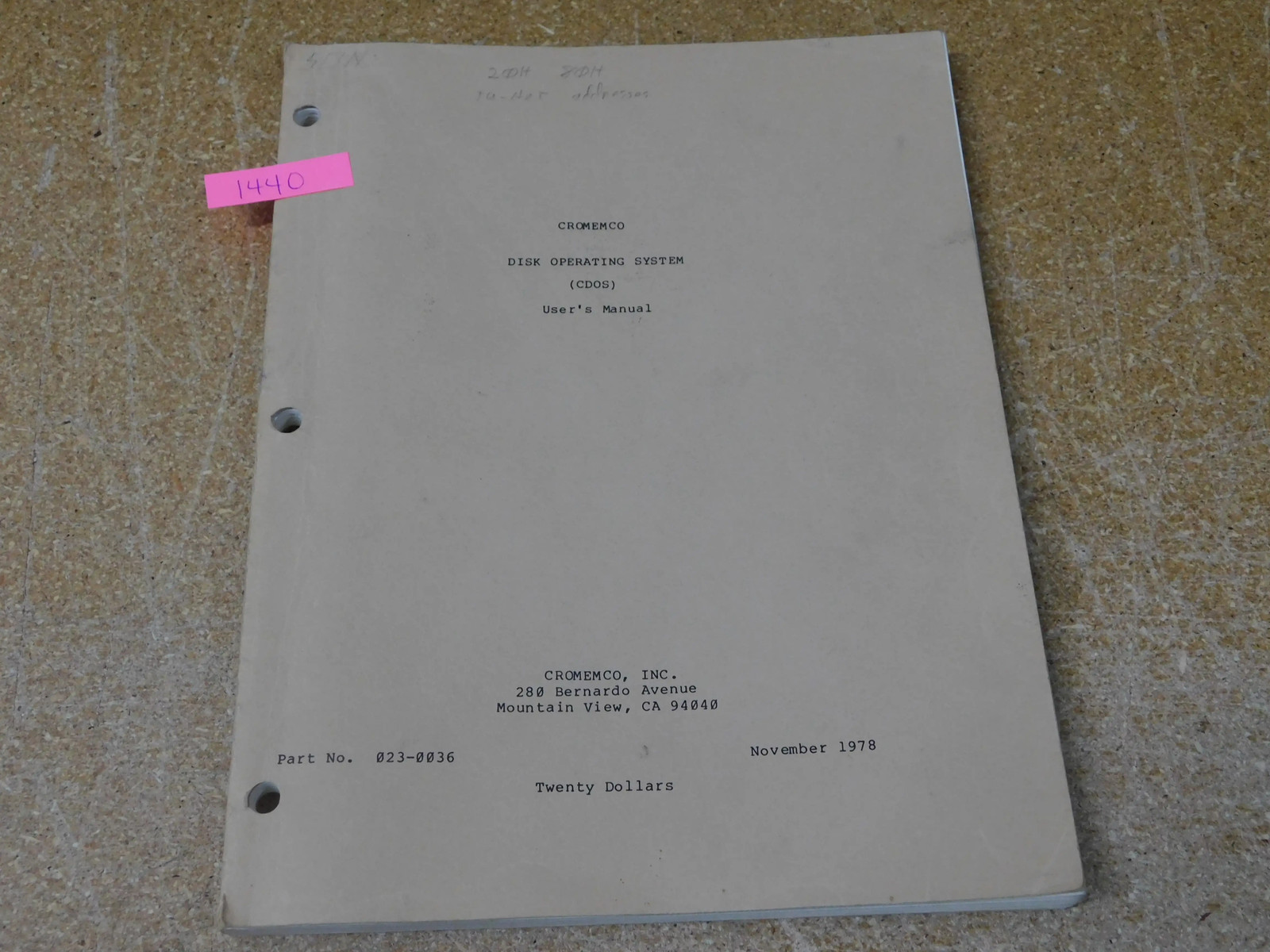 Cromemco Disk Operating System CDOS Vintage Computer User Manual (original)