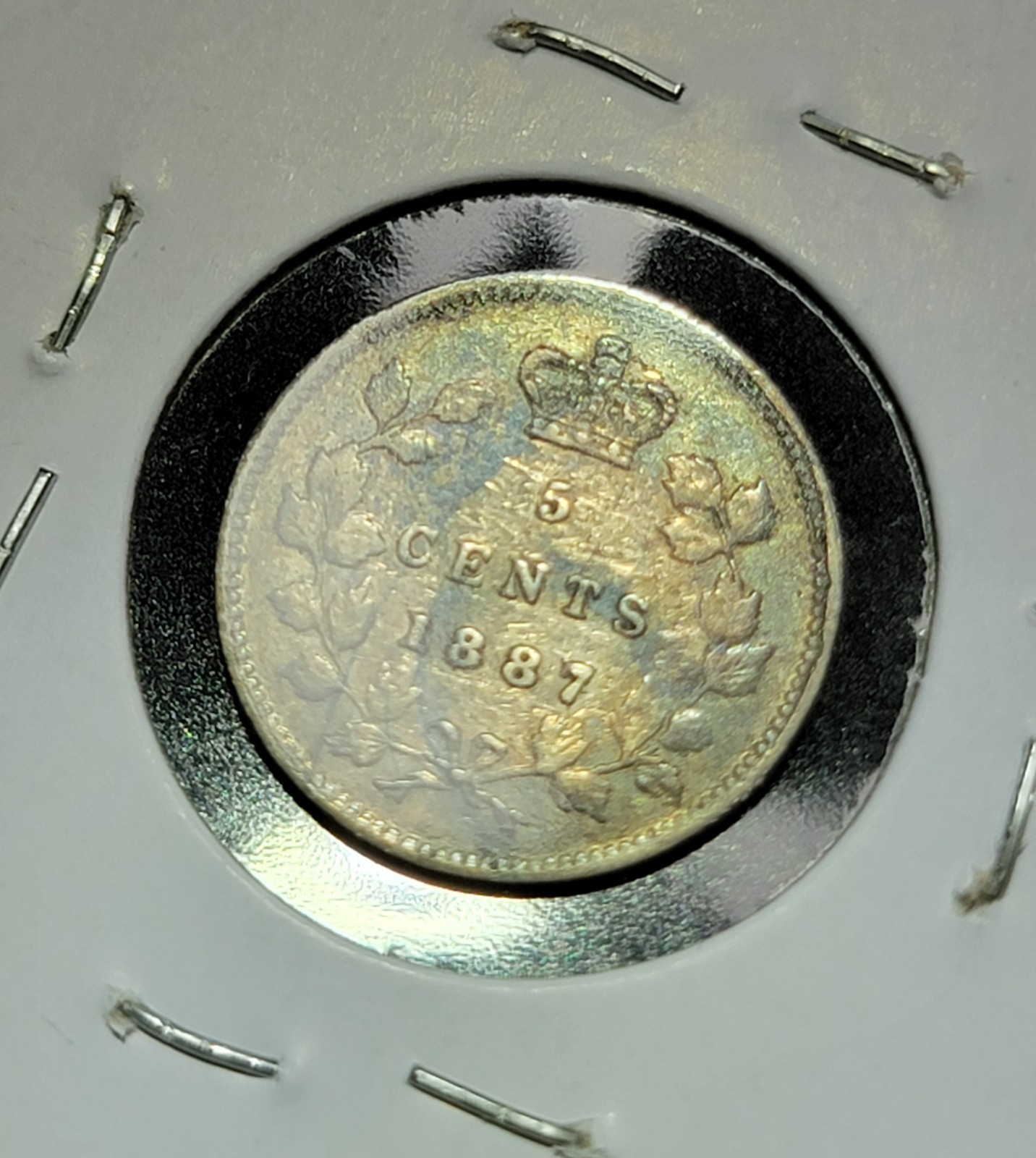 Rare Canadian Silver!🇨🇦 1887 Canada 5 Cents -Overdate 7/7 -Key Date 500k Mint
