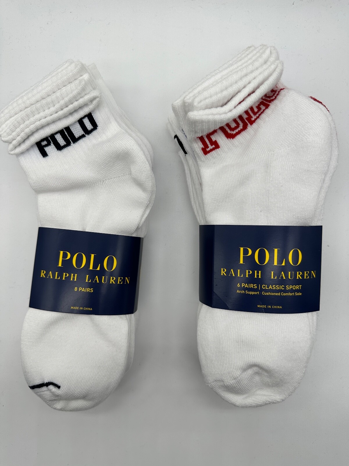 NEW 6 PAIRS MENS POLO RALPH LAUREN ANKLE CUT SOCKS CLASSIC SPORT 10-13 BLK/ WH