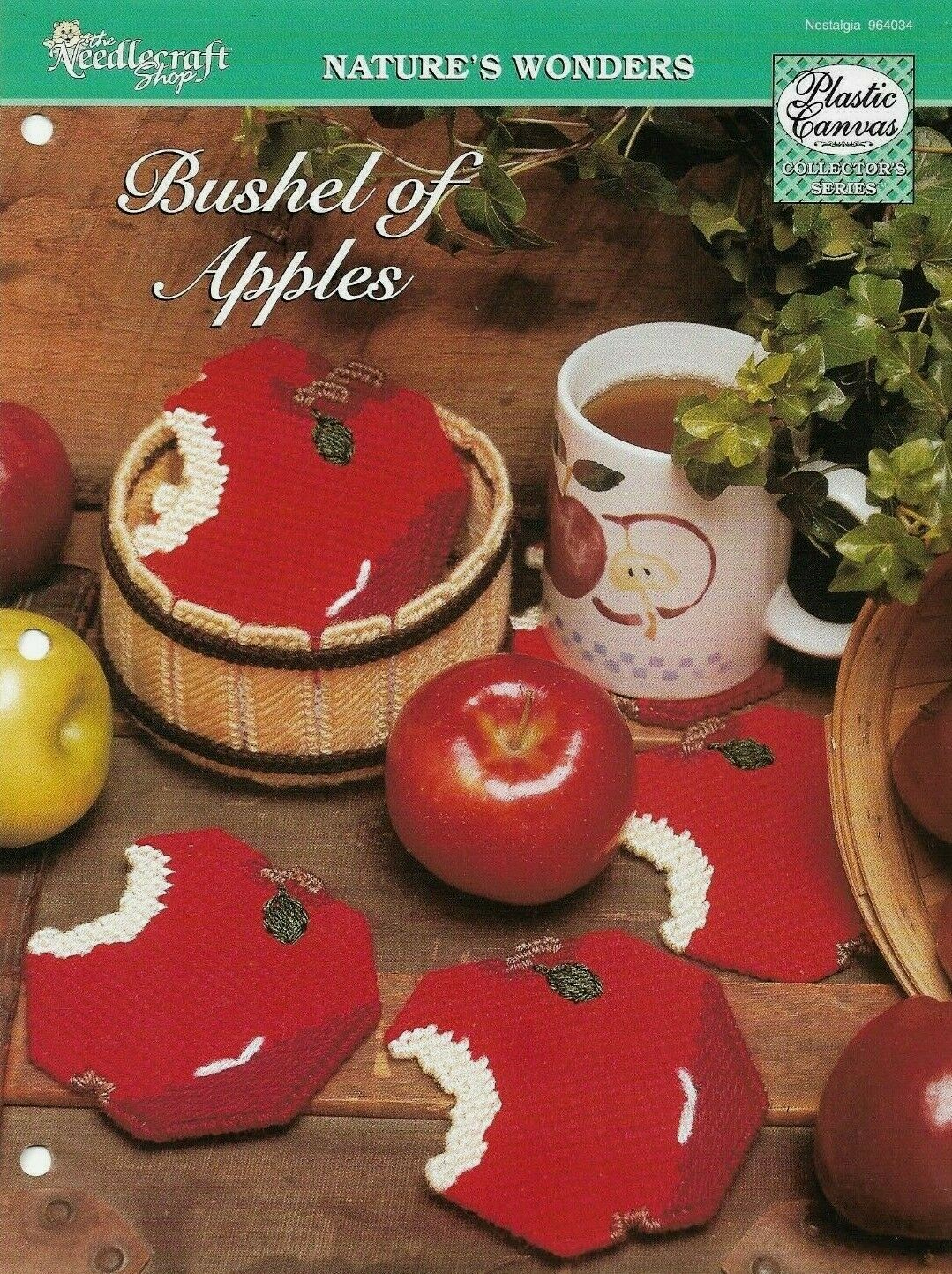 NEW BUSHEL OF APPLES COASTERS HOME DECOR PLASTIC CANVAS PATTERN INSTRUCTIONS
