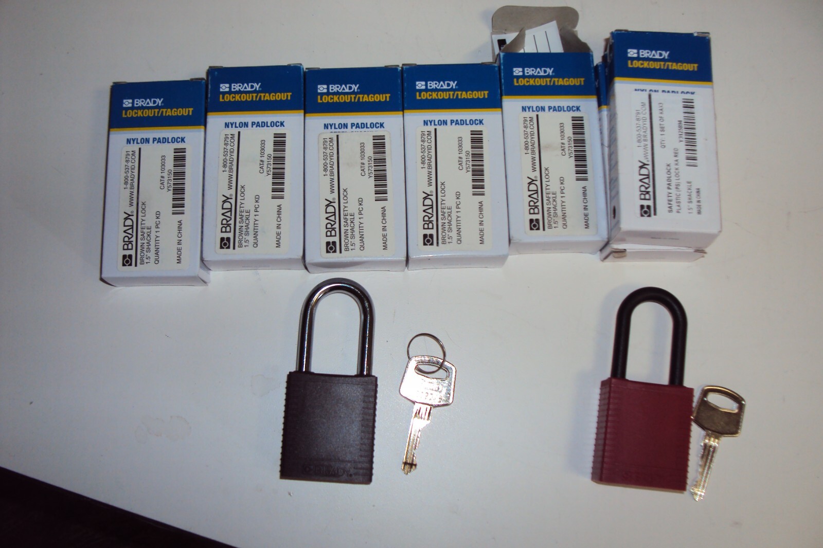 BRADY 101956 Lockout Padlock: Keyed Different, Nylon, Std Body Body Size (PK/6)