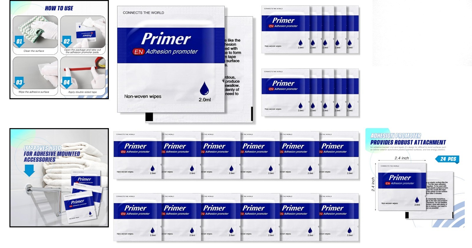 Compact 24 Pcs Adhesion Promoter - High-Performance Primer for Easy Application
