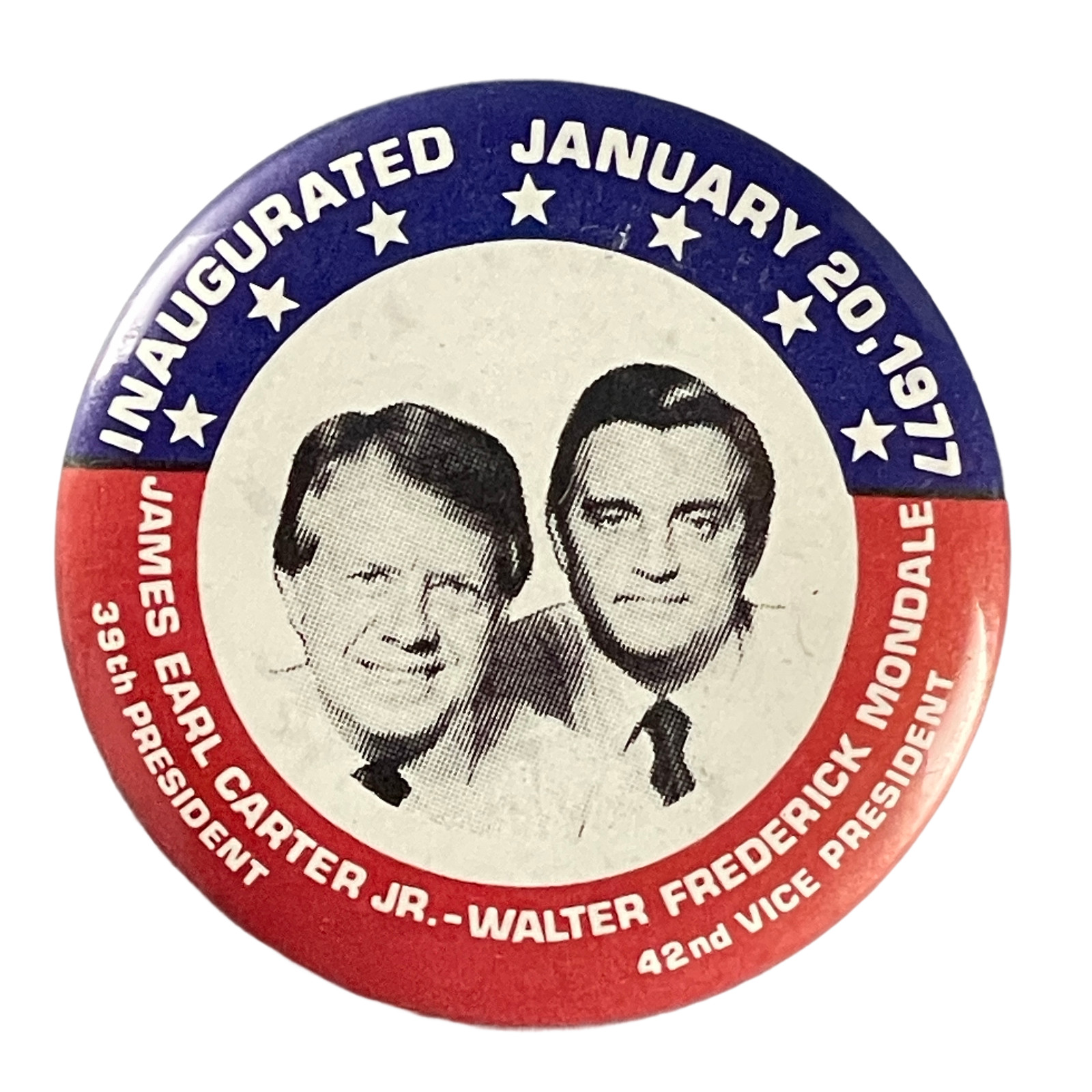 Vintage Pinback '77 Jimmy Carter & Mondale President Inauguration Day Button Pin