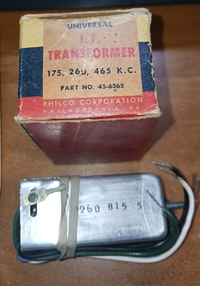 Vintage Philco 45-6365 Universal IF Transformer 175 260 465 KC NOS w Box