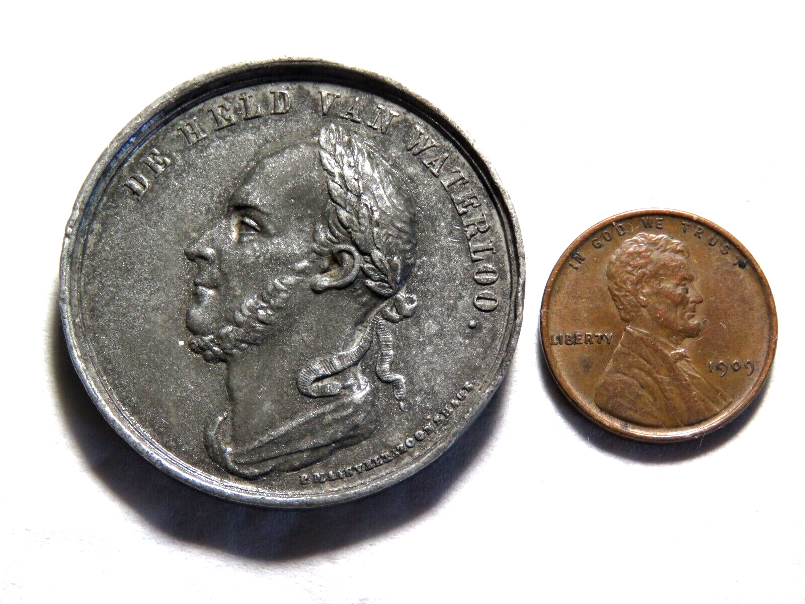 1865 NETHERLANDS MEDAL COMMEMORATING 50-YEAR ANNIVERSARY of WATERLOO   F2