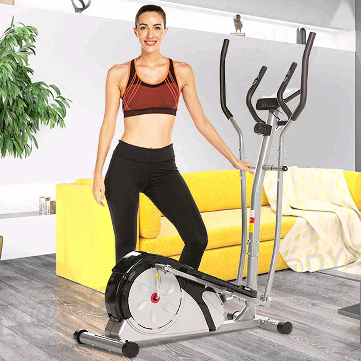 Magnetic Elliptical Exercise Fitness Training Machine Cardio Mute LCD Monitor