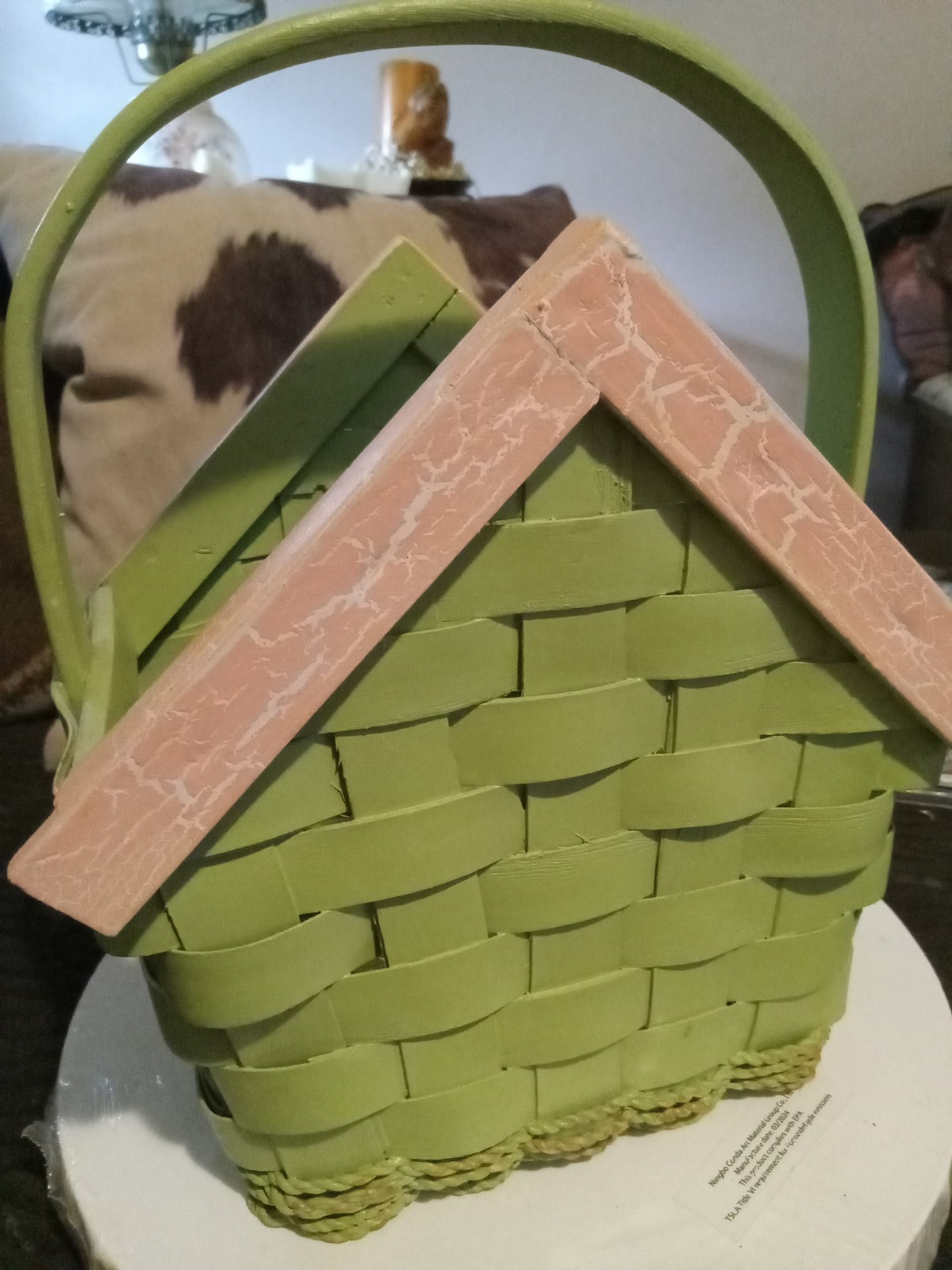 Birdhouse Basket Green