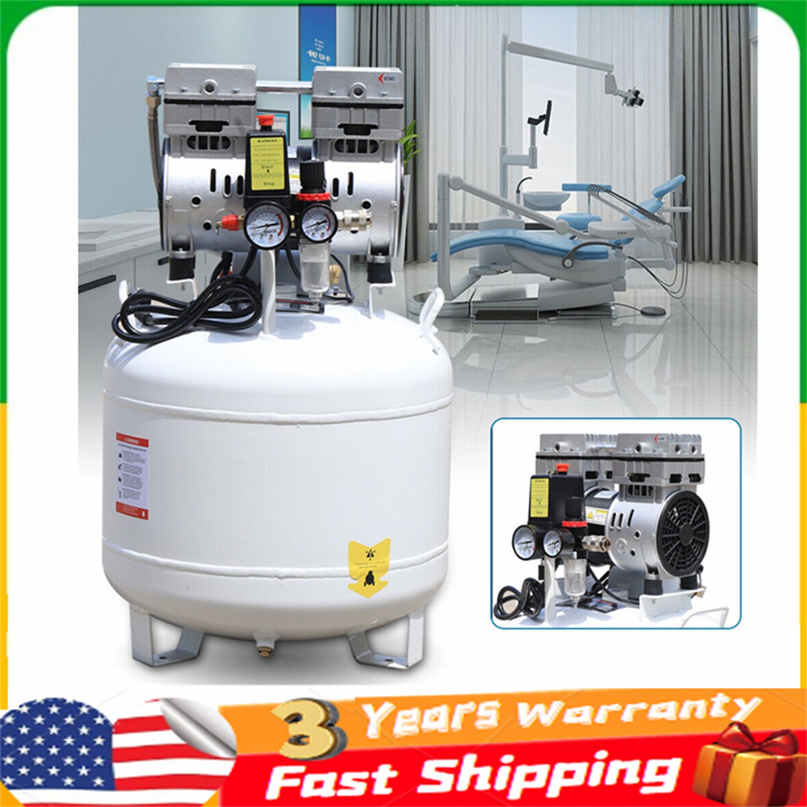 115PSI 40L Dental Medical Air Compressor Silent Air Compressor Oilless