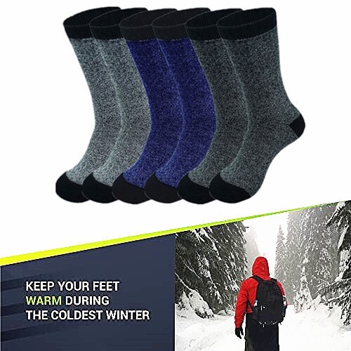 3 Pairs Mens Winter Heavy Duty Thermal Heated Warm Crew Boots Socks Size 9-13