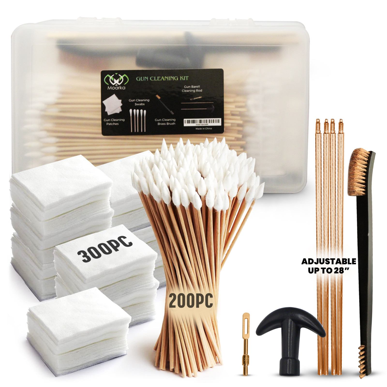 Gun Cleaning Supplies Kit in Box - Includes Swabs,Brush & 28" Cleaning Rod