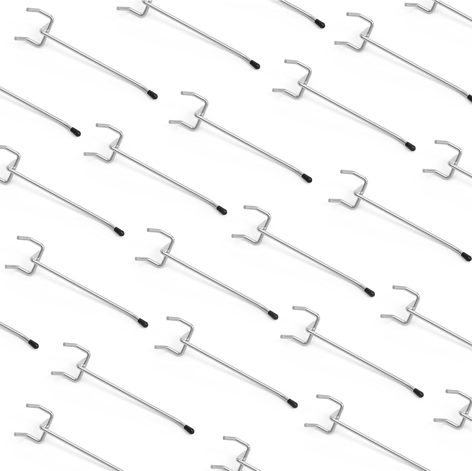50-Pack Silver Pegboard Hooks 4 Inch, Heavy Duty Matte Finish Metal Peg Board Ha