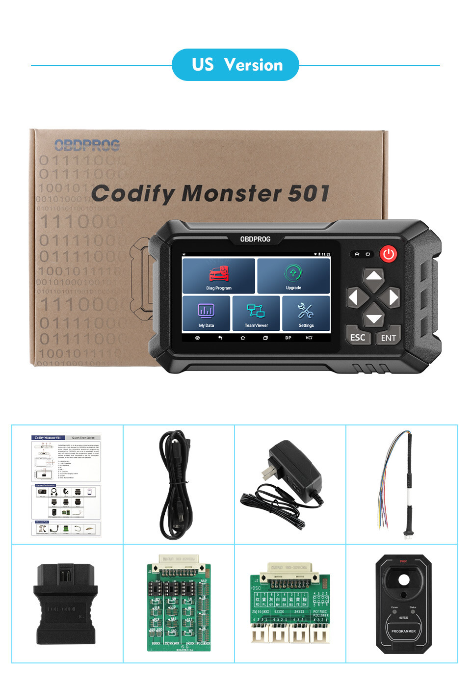 OBDPROG 501 Auto OBD2 Key Fob Programmer Remote Programming Tool Immobilizer