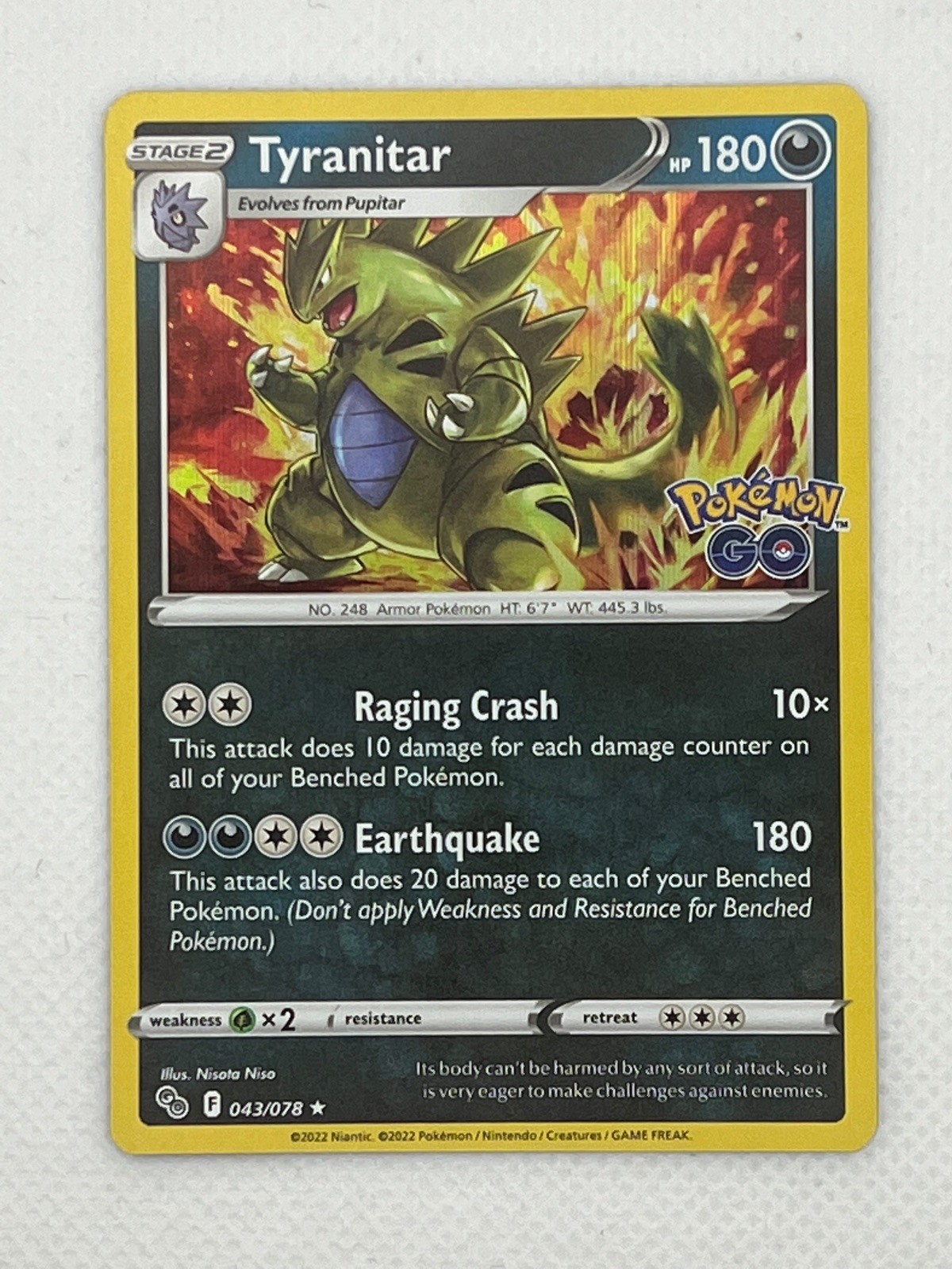 Pokemon Go TCG Card NM/M 043/078 Tyranitar Holo Rare