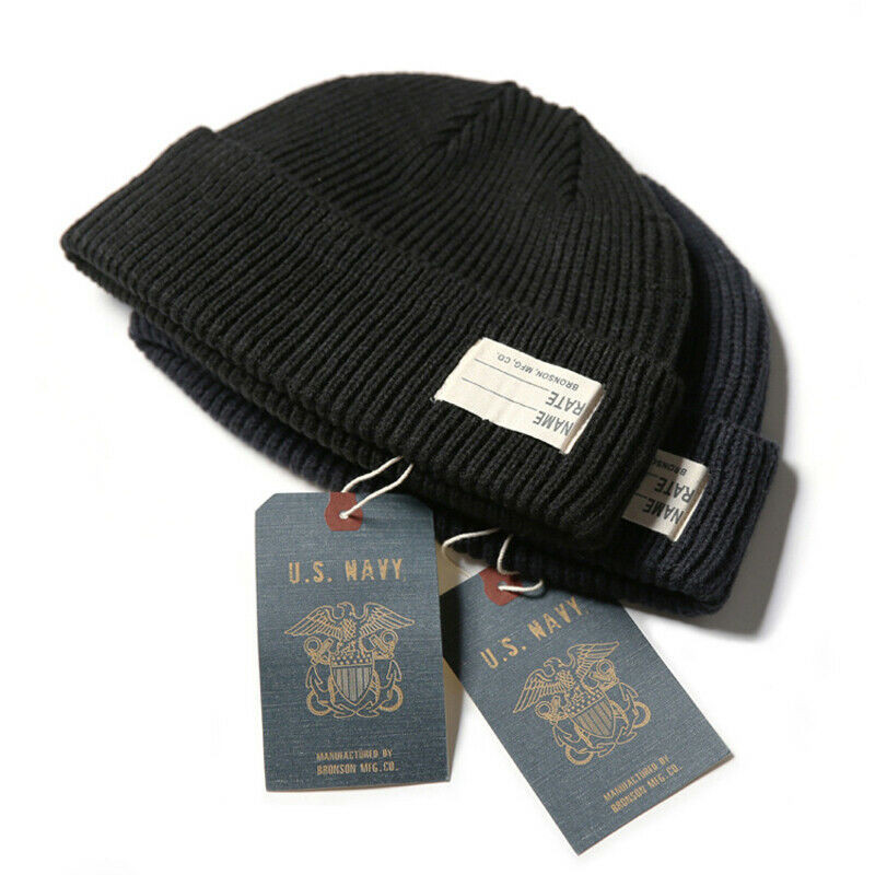 Bronson WW2 Repro 40s Navy Watch Cap USN Wool Knit Cap Winter Beanie Thick Hats