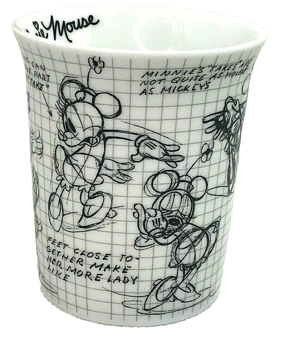 New Minnie Mouse Sketch Drawings Black White Mug 4"