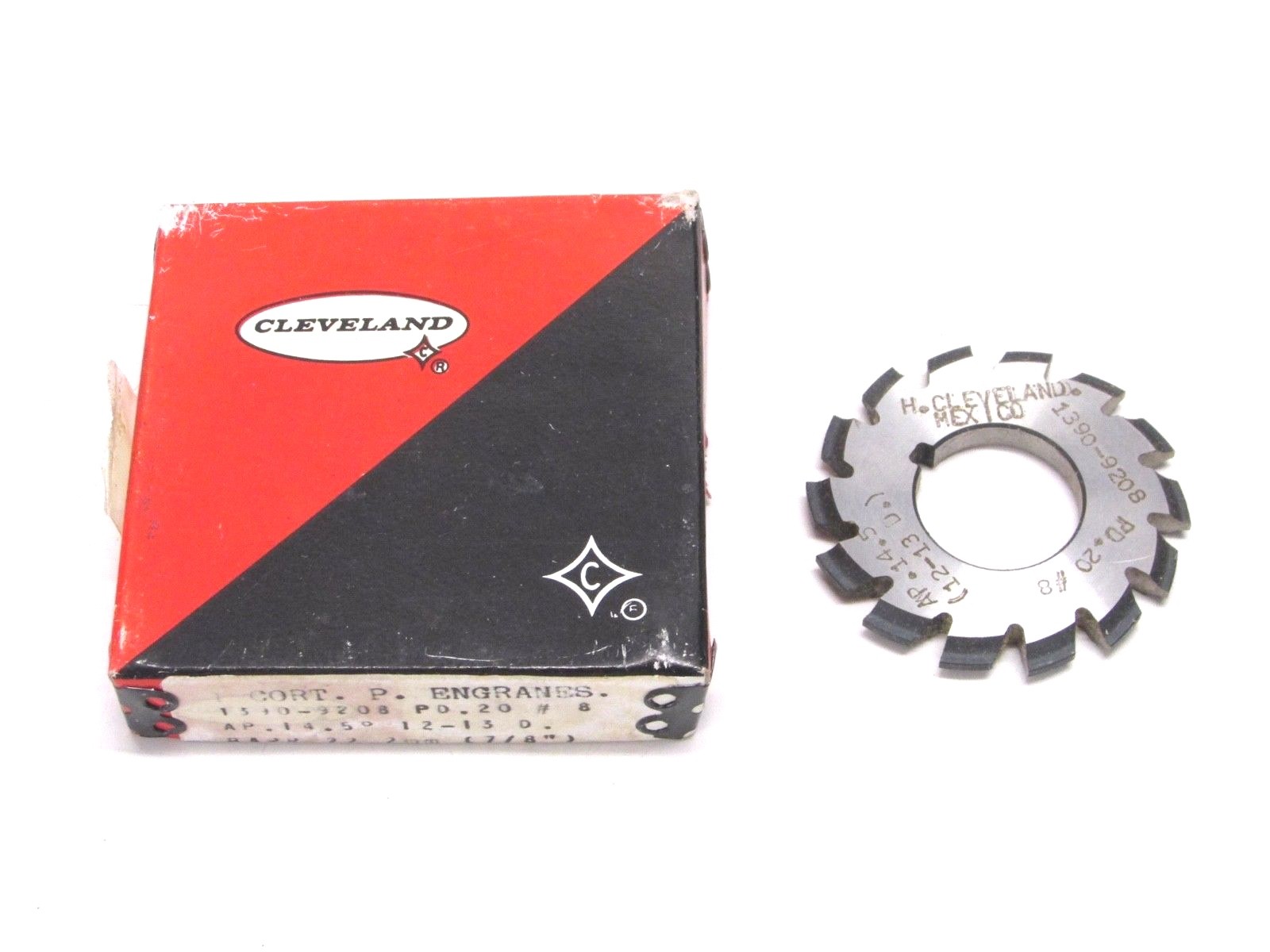 NOS! CLEVELAND 2" x 7/8" BORE INVOLUTE GEAR MILLING CUTTER, 1390-9208, PD.20 #8