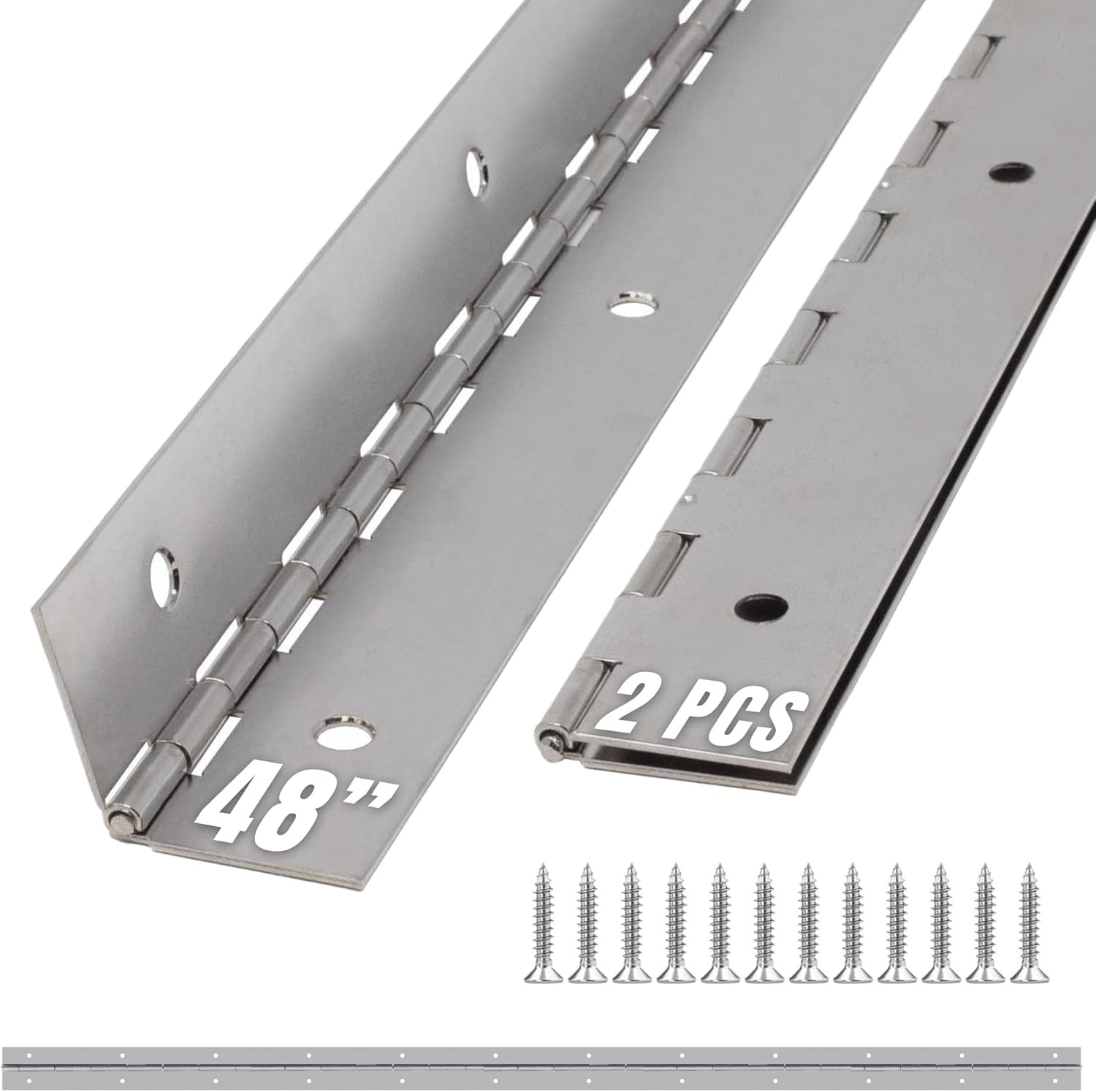 48" Stainless Steel Heavy Duty Continuous Piano Hinge - 2 Pack