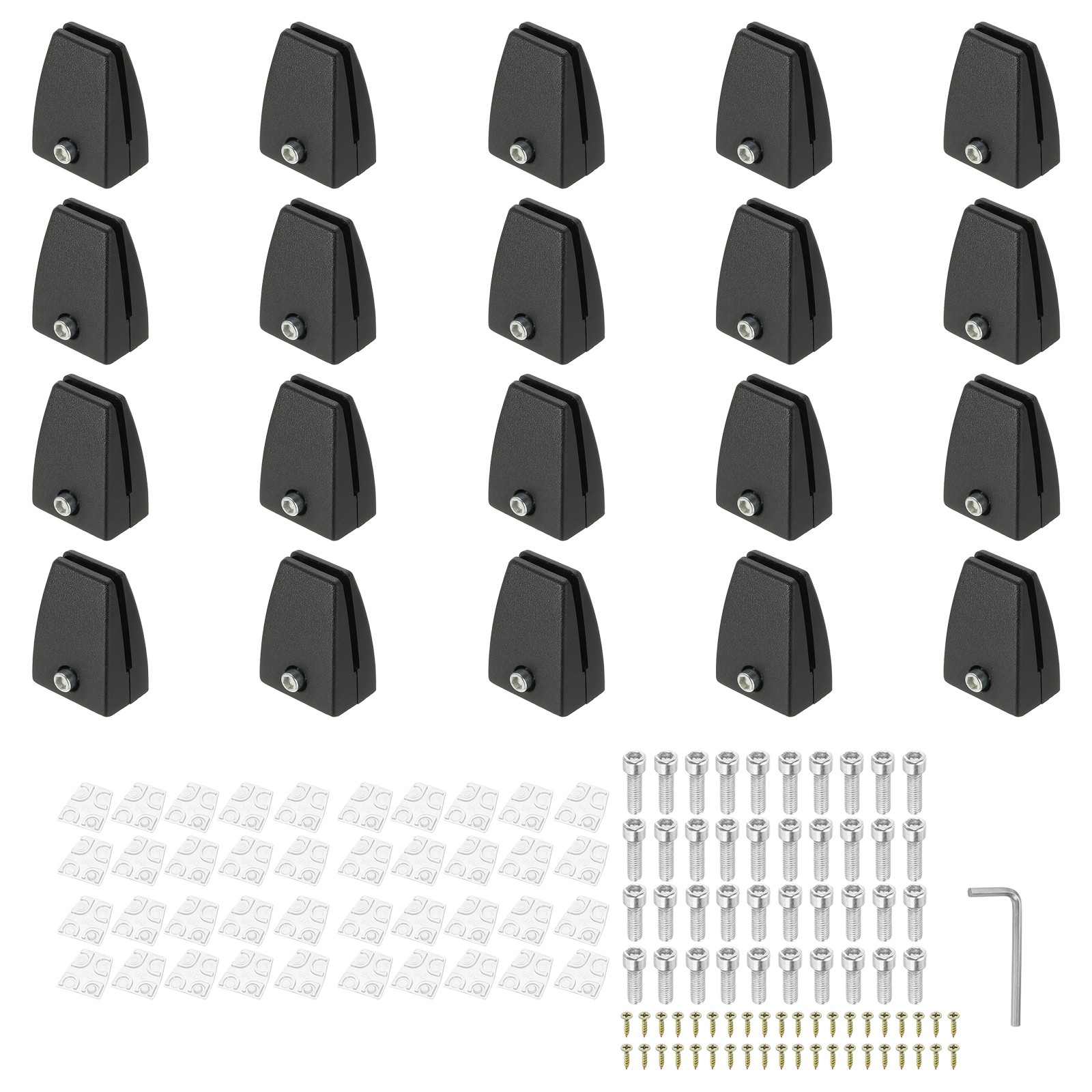 20 Pcs Adjustable Desk Divider Partition Clips, Sneeze Guard Support, Black