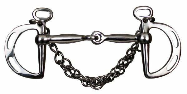 Showman Stainless Steel Snaffle Mouth Slotted Kimberwick Bit
