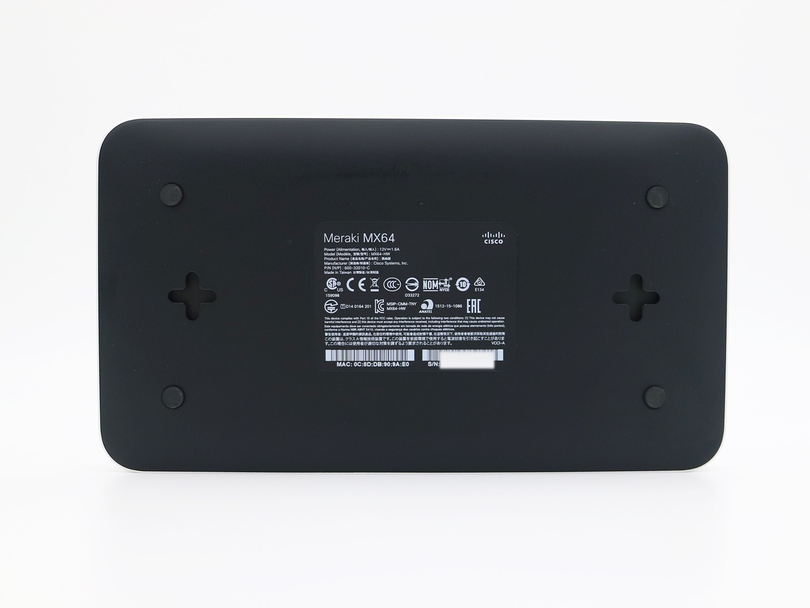 Cisco Meraki MX64 Cloud-Managed Security Appliance Firewall - UNCLAIMED