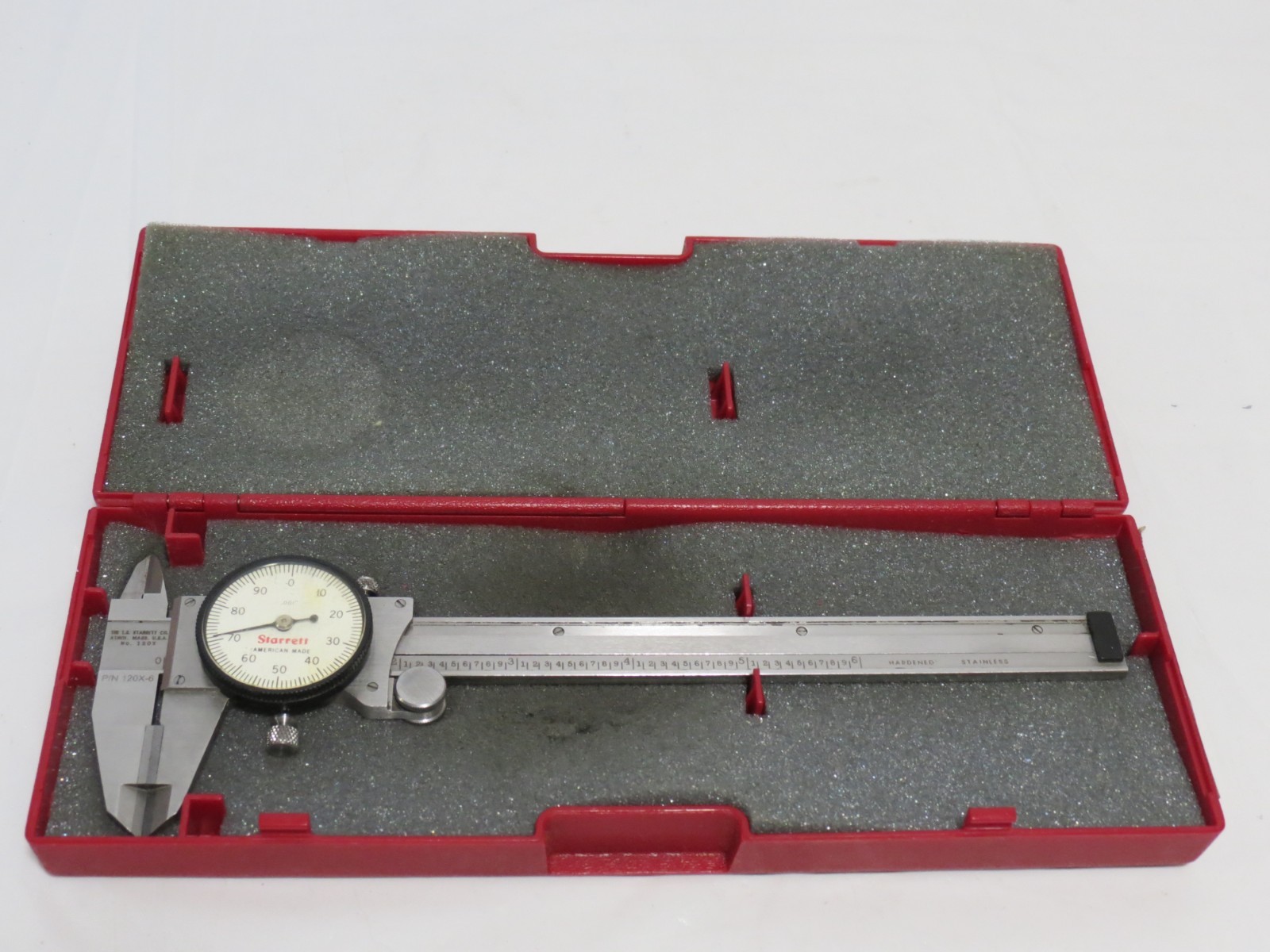 Starrett Dial Caliper, 0-6" White Face, EDP 65909 - 120X-6 Serial # PA4412 Used