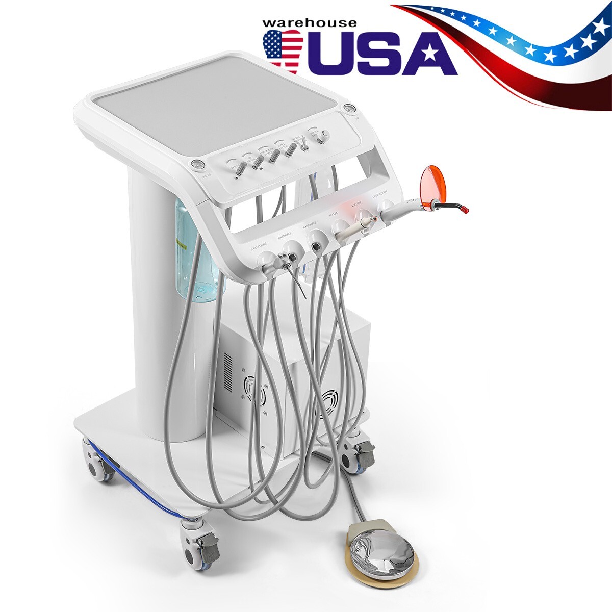 Portable Dental Delivery Unit Syringe Suction Turbine With Air Compressor UPS