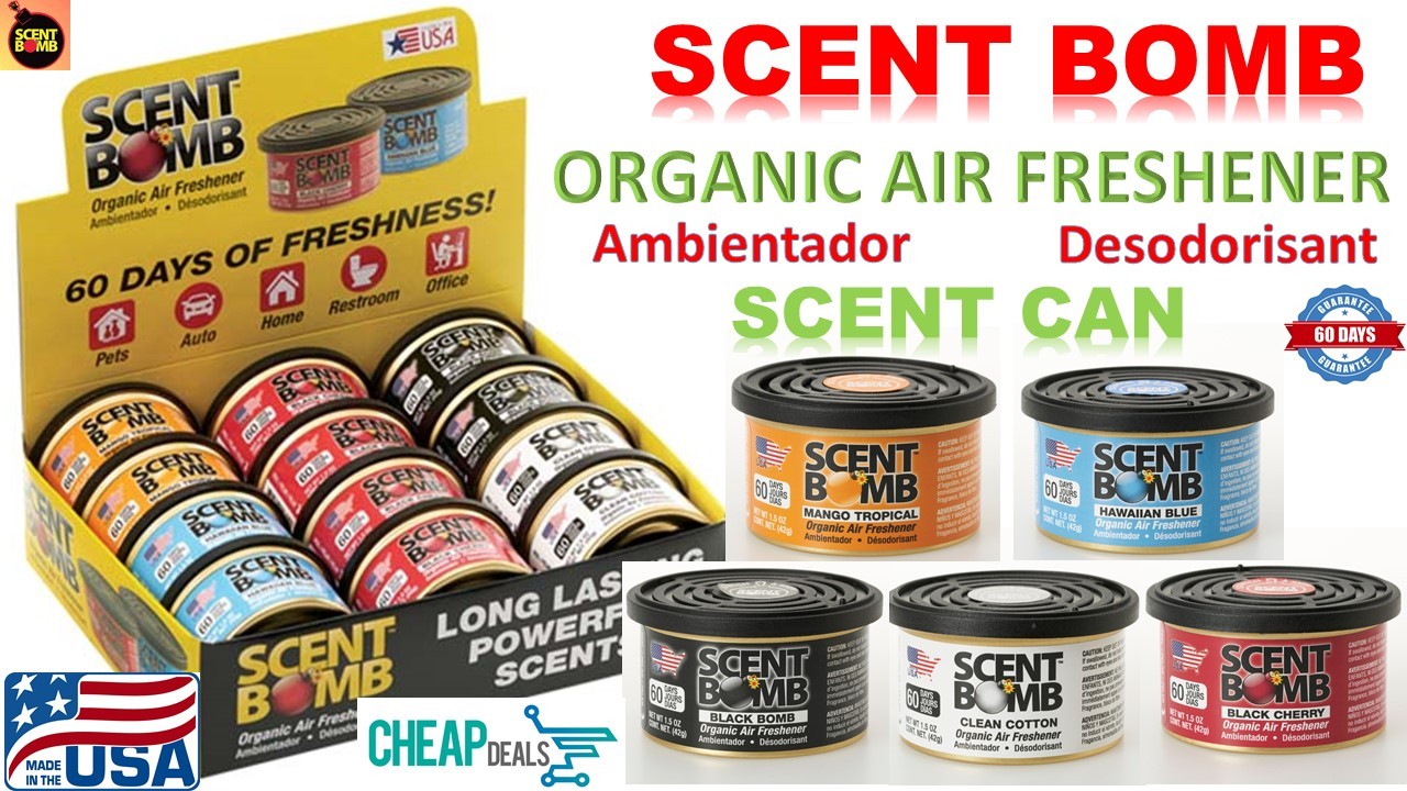 (BUY 2, GET 1 FREE) SCENT BOMB ORGANIC CAR AIR FRESHENER IN SCENT CAN 1.5 OZ CAN