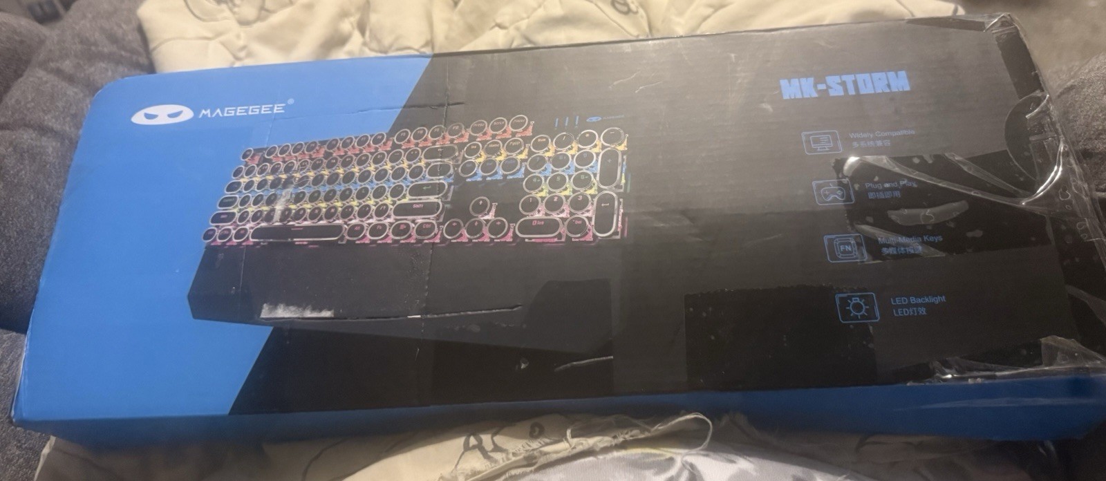 MageGee MK-Storm Mechanical Backlit Modes Gaming Keyboard OPEN BOX WHITE