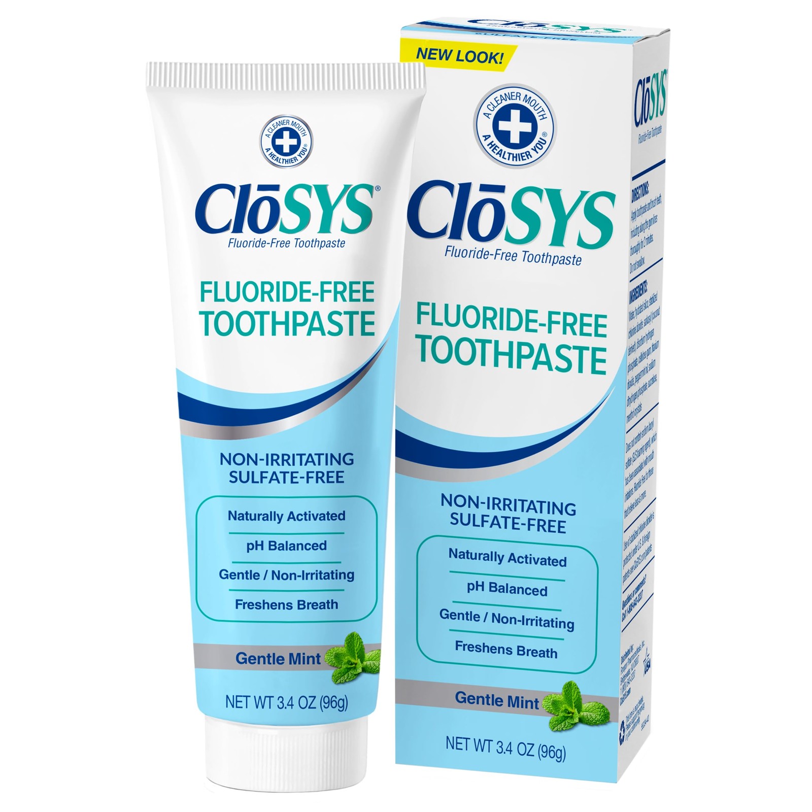 CloSYS Fluoride Free Toothpaste, Travel Size, Gentle Mint, 3.4 Ounce | TSA compl