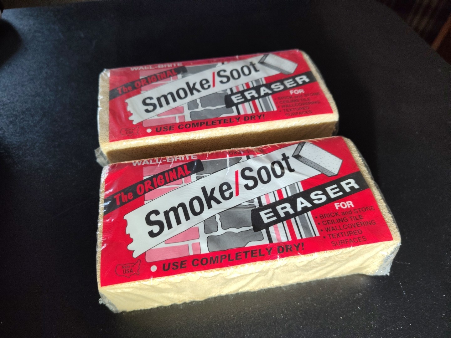 The Original Smoke Soot Eraser Sponge Lot of 2 Wall-Brite New Sealed