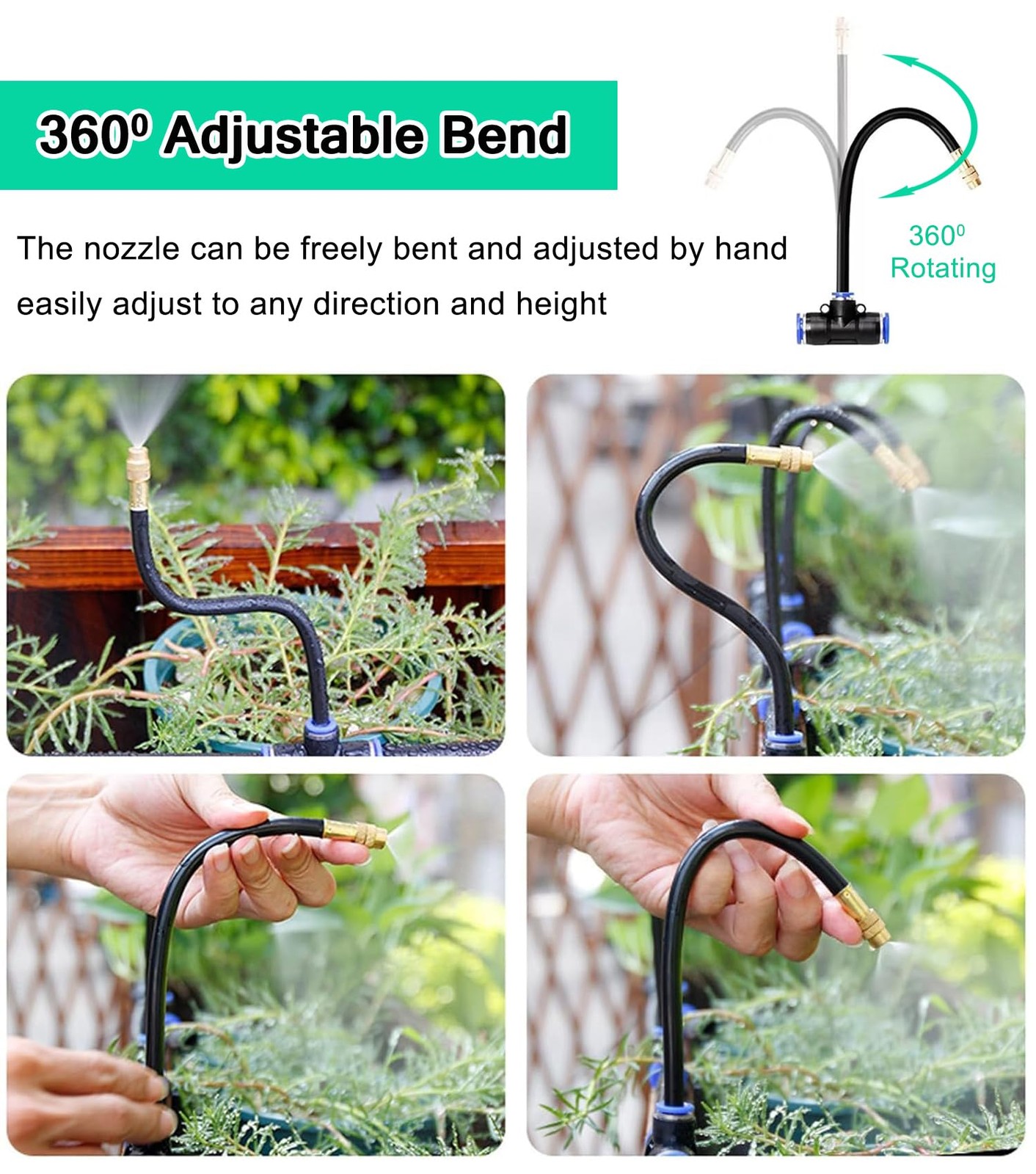 360° Adjustable Drip Irrigation System for Garden, 49FT Greenhouse