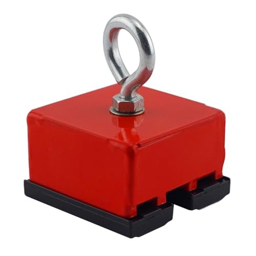 Ceramic Fishing Magnet with Eyebolt - Heavy 100 lb Pull Force 2" x 2" x 1"