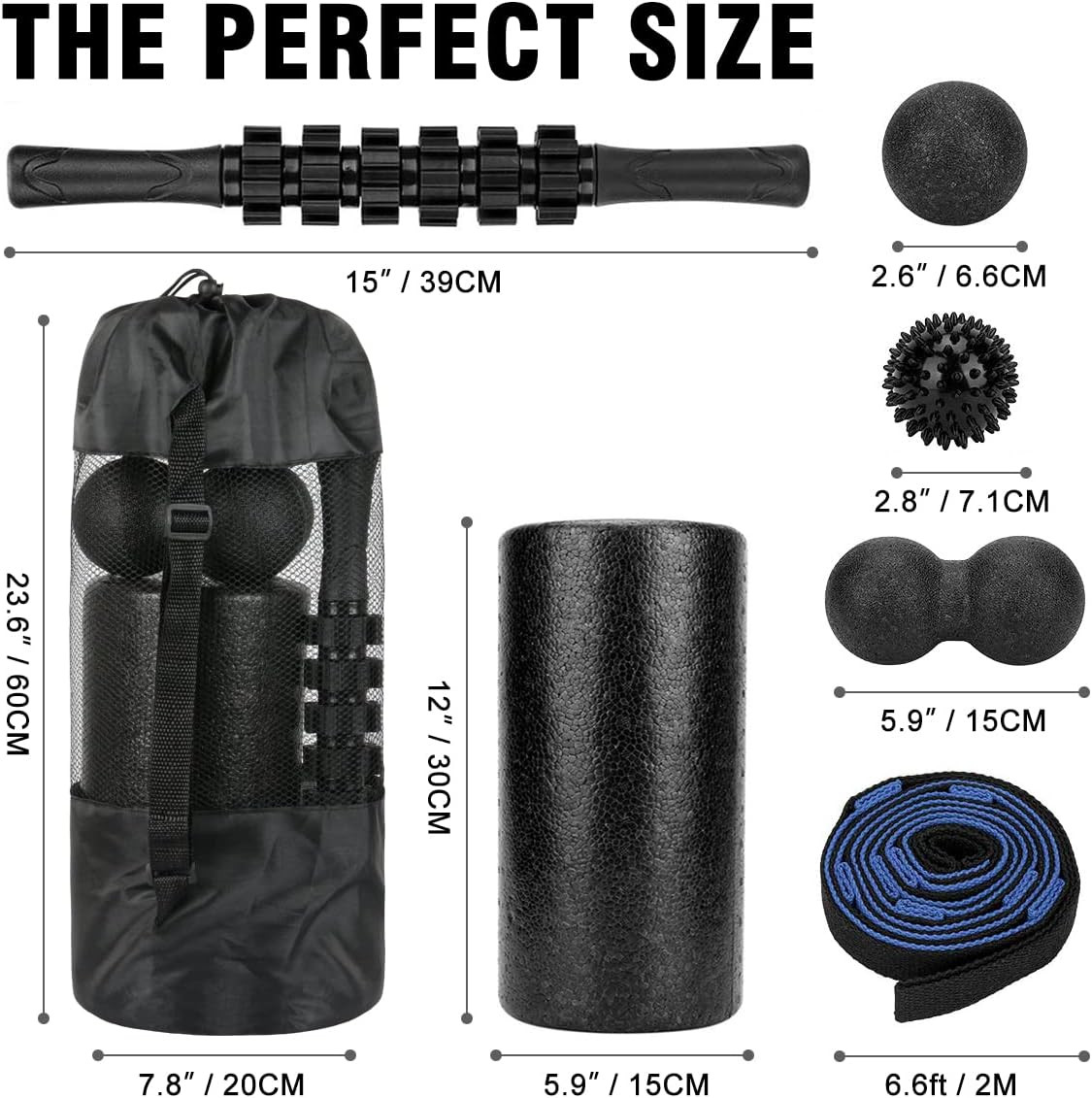 Foam Roller Set - High Density Back Roller, Muscle Roller Stick,2 Foot Fasciitis