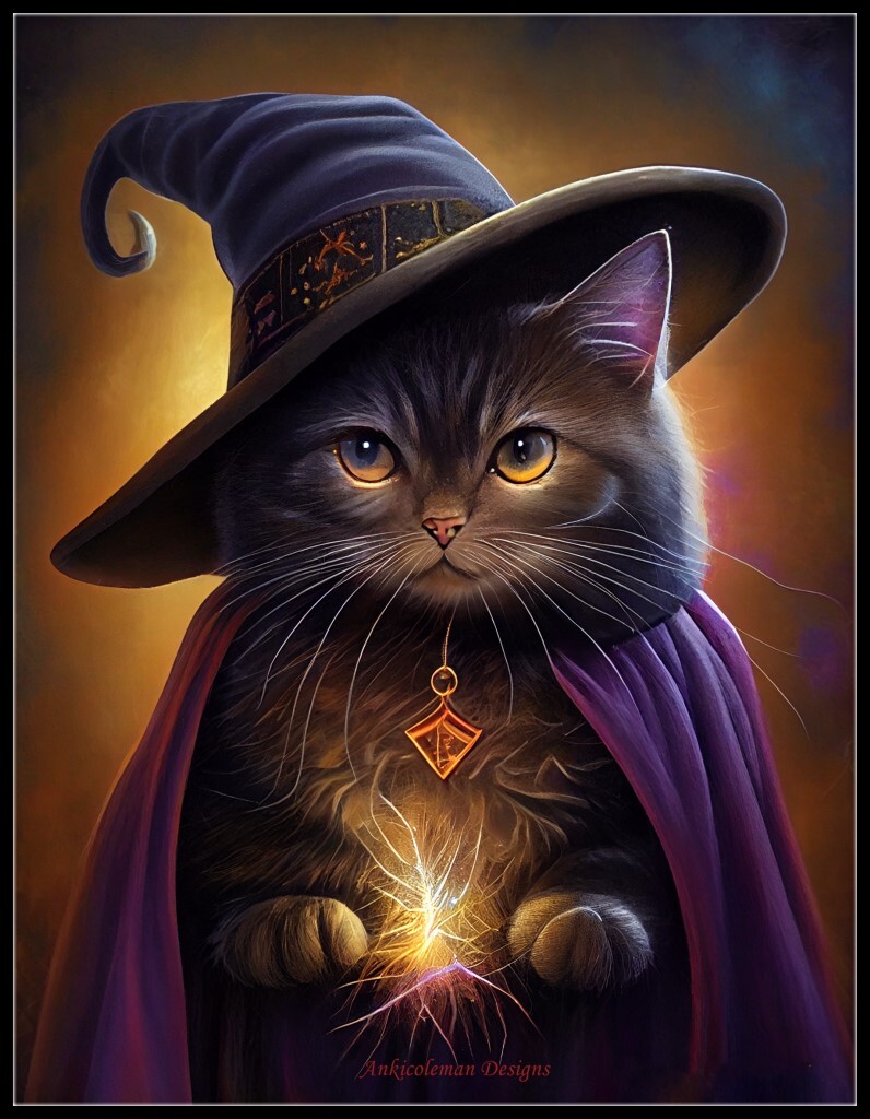Wizard Kitty - DIY Chart Counted Cross Stitch Patterns Needlework DMC Color