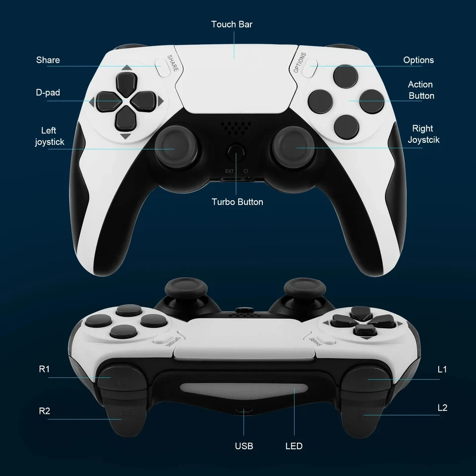 Wireless Controller Compatible with PS4 PS3 PC Bluetooth Gamepad Dual Vibration#