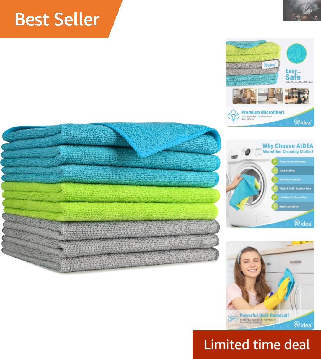 Eco-Friendly Microfiber Cleaning Cloth 8PK - Scratch-Free, Lint-Free & Absorbent