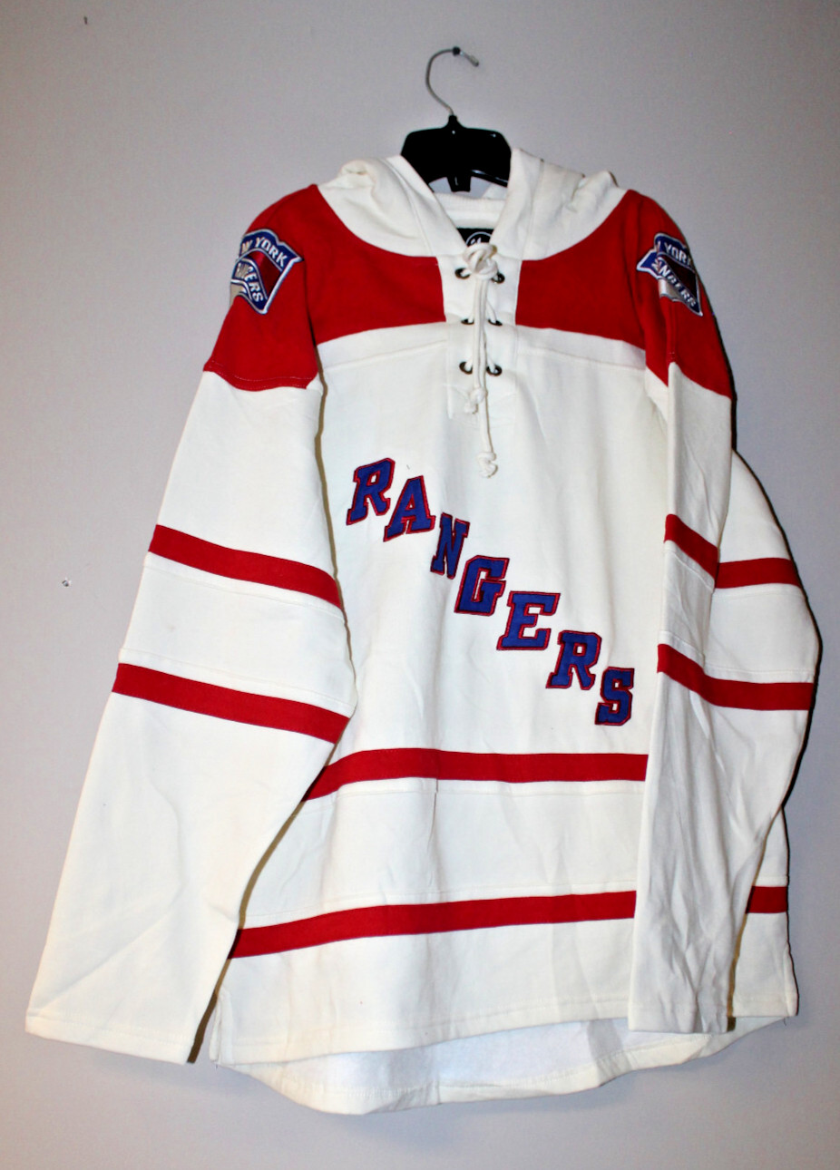 New NHL New York Rangers Lacer jersey style mid weight cotton hoodie men's M