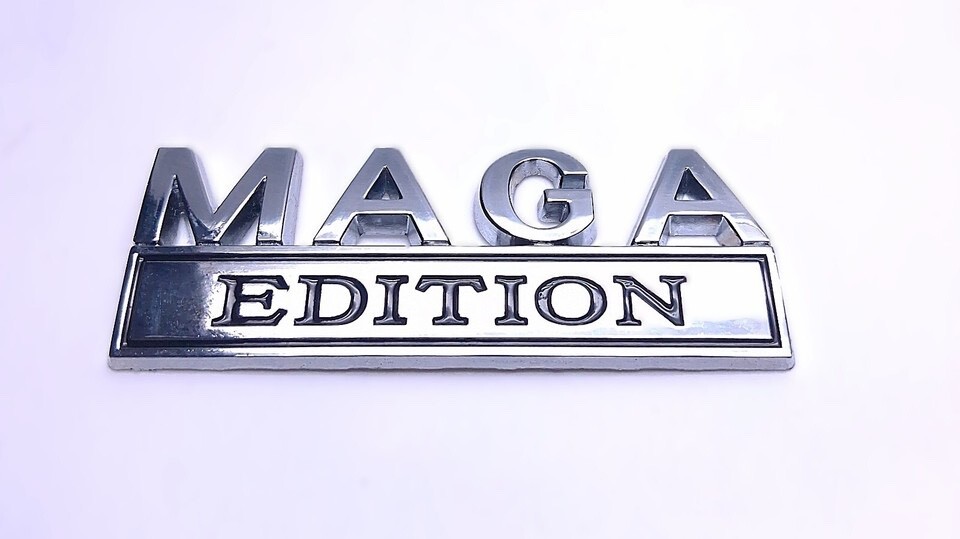 PRESIDENT TRUMP MAGA EDITION EMBLEM 3D ZINC ALLOY METAL CHROME SILVER FINISH-NEW
