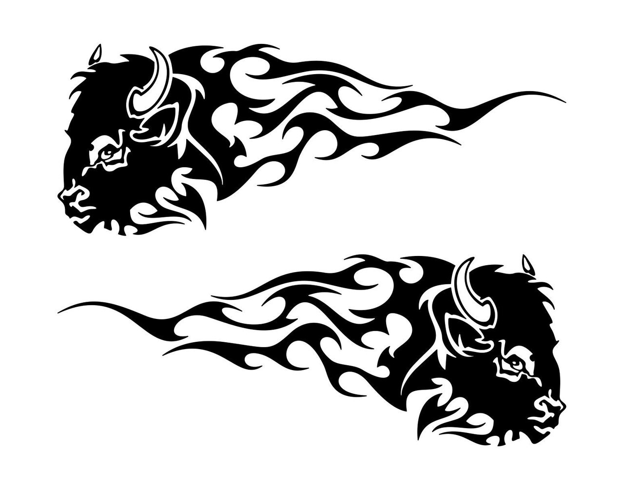Buffalo Flames Vinyl Decal, Pair of Buffalo Flames Decal