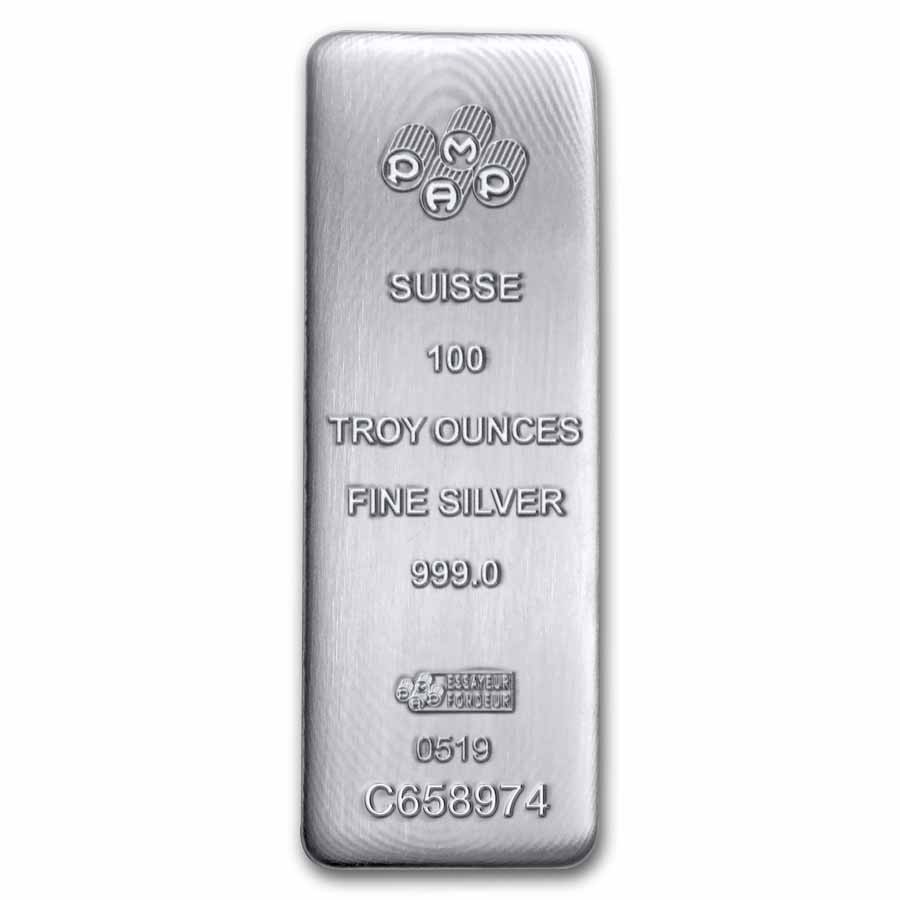 100 oz Silver Bar - PAMP Suisse (Serialized)