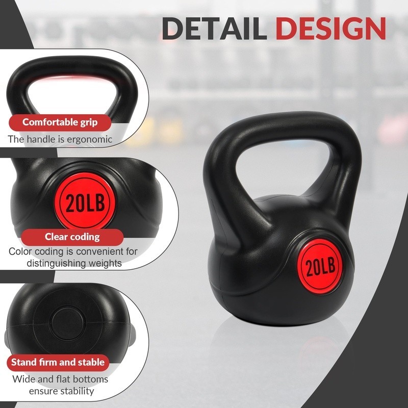 Kettlebell Set 50lbs Vinyl Coated Resistance Training Exercise Equipment 4 Piece